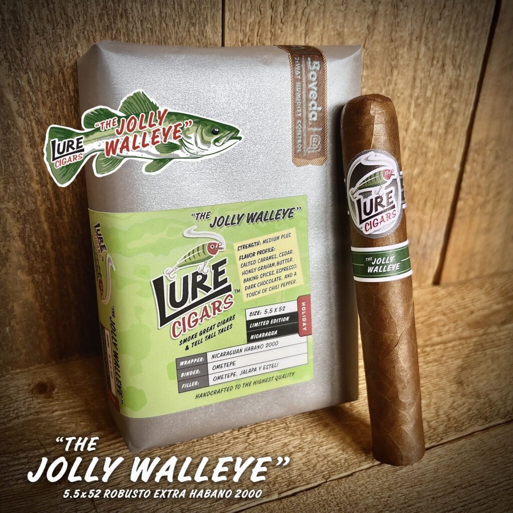 Jolly Walleye Pack Cigar Sticker Text