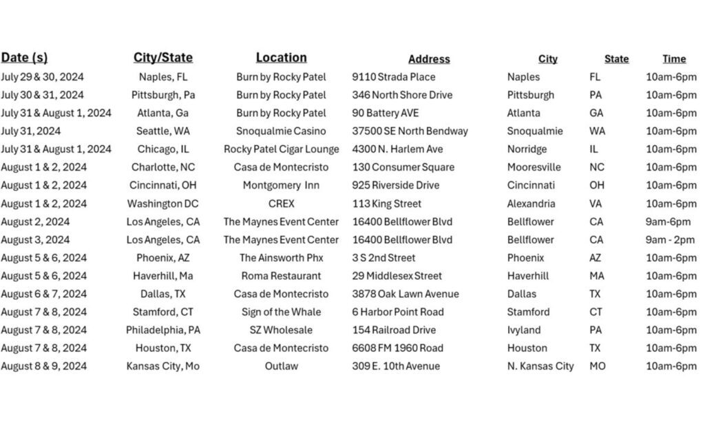 TRAVELING CIGAR ROAD SHOW SETS OFF ON A NATIONWIDE TOUR THIS SUMMER.F